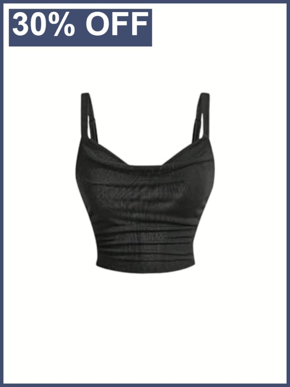 Women's Cowl Neck Crop Camisole Ruched Lace Up Sleeveless Top